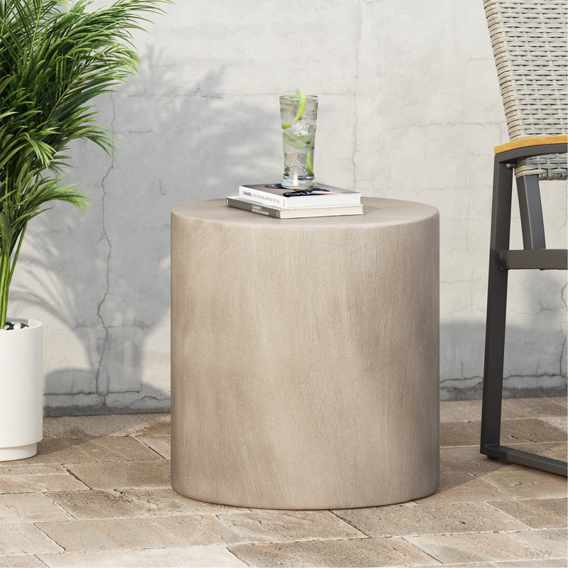 Outdoor Lightweight Concrete Side Table,Light Gray