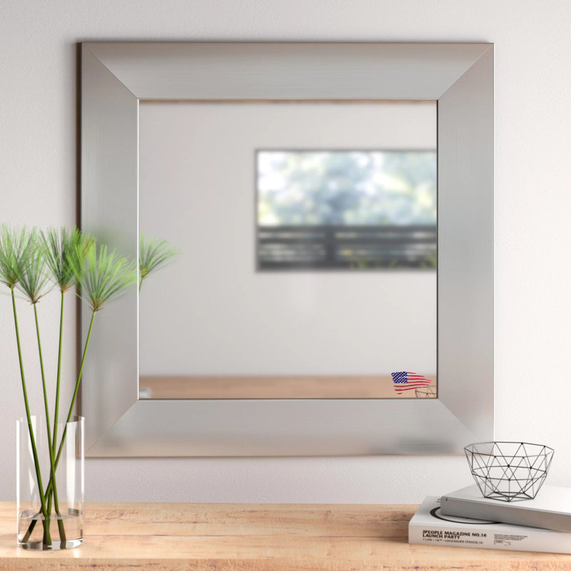 Solid Wood Flat Wall Mirror, 32.5" H x 32.5" W