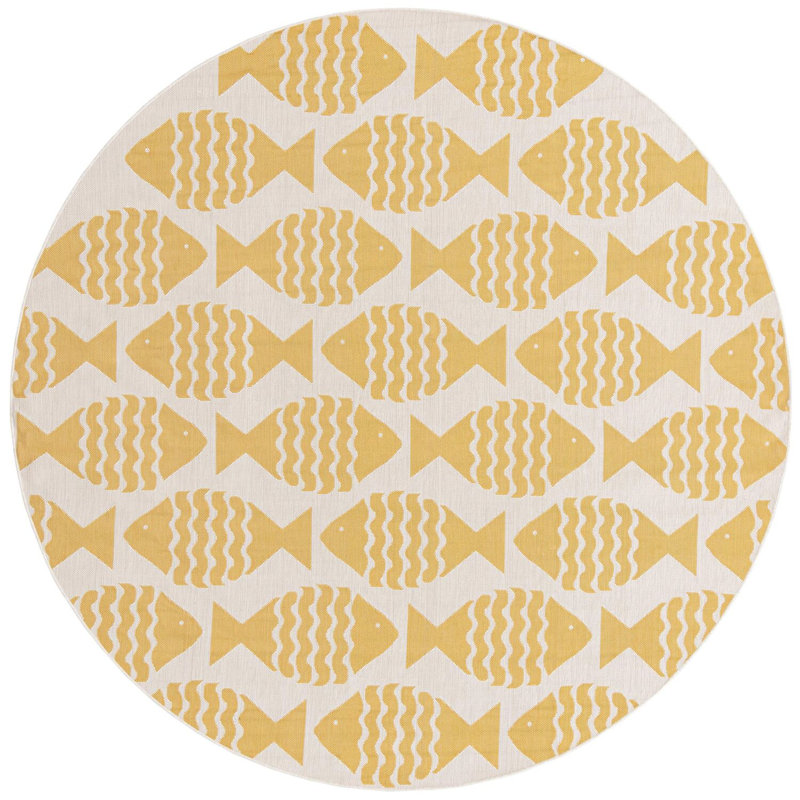 Contemporary Daitzman Area Rug Yellow Color, Round 10'