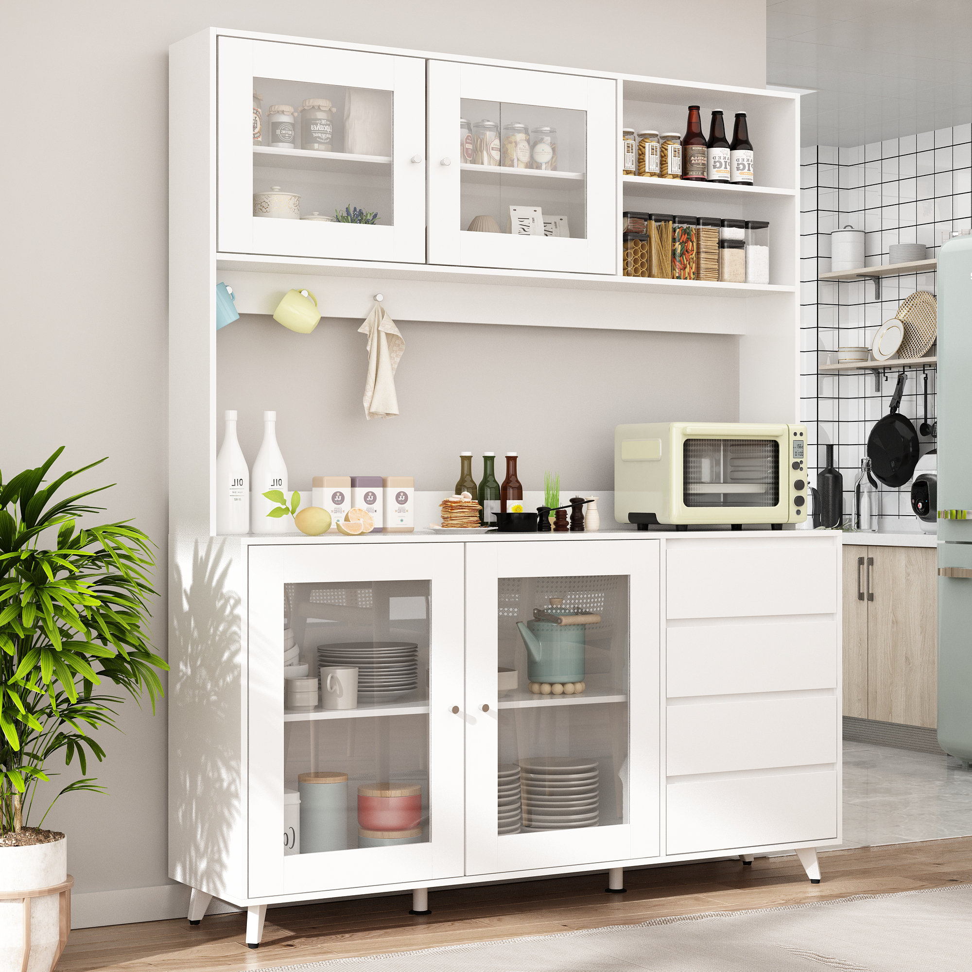 Dorilal 74.8 Kitchen Pantry Tucker Murphy Pet Finish White