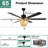 65 Inch Boho Ceiling Fan With Light And Remote, Farmhouse Wood Beaded DC Motor Ceiling Fan For Bedroom