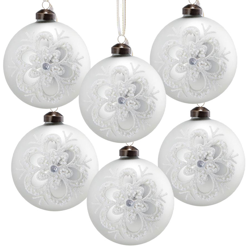 Paquet de 6 ornements de boule de Noël en verre 3,9 po | Décoration de Noël décorative