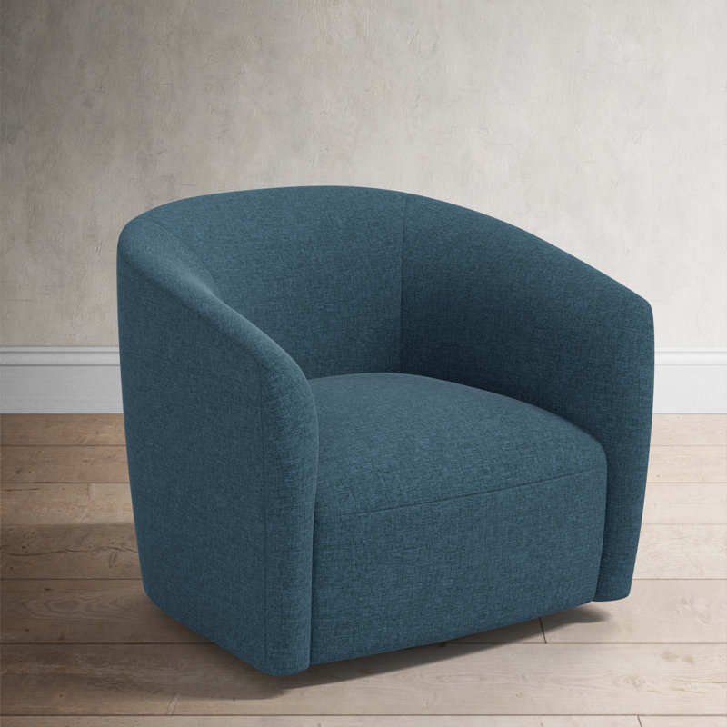 Marita 32" Barrel Chair, Zuma Navy Textured Linen