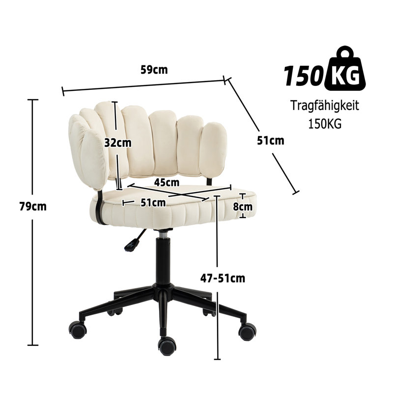 Berdeja Velvet Office Chair, Beige