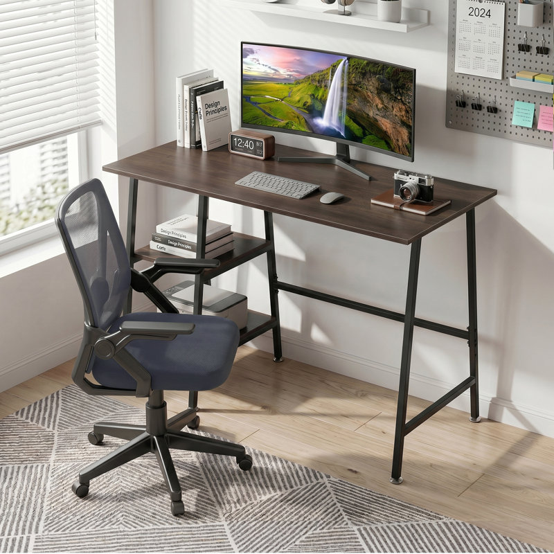 Home Office Desk Set With 1 Office Chair, Modern Desk Computer Desk With Storage Shelves, Writing Table With Chair For Home Office