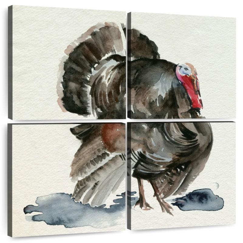 Dinde aquarelle Brampt I, H 38 po x l 38 po