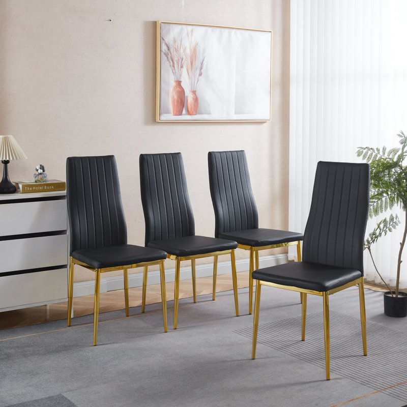 Chaises de salle à manger rembourrées à haut dossier avec pieds en métal Kalea
