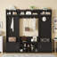 Modern Black Hall Tree Storage Bench 4-in-1 Entryway Organizer with Coat Rack Shoe Cubbies-2092587421