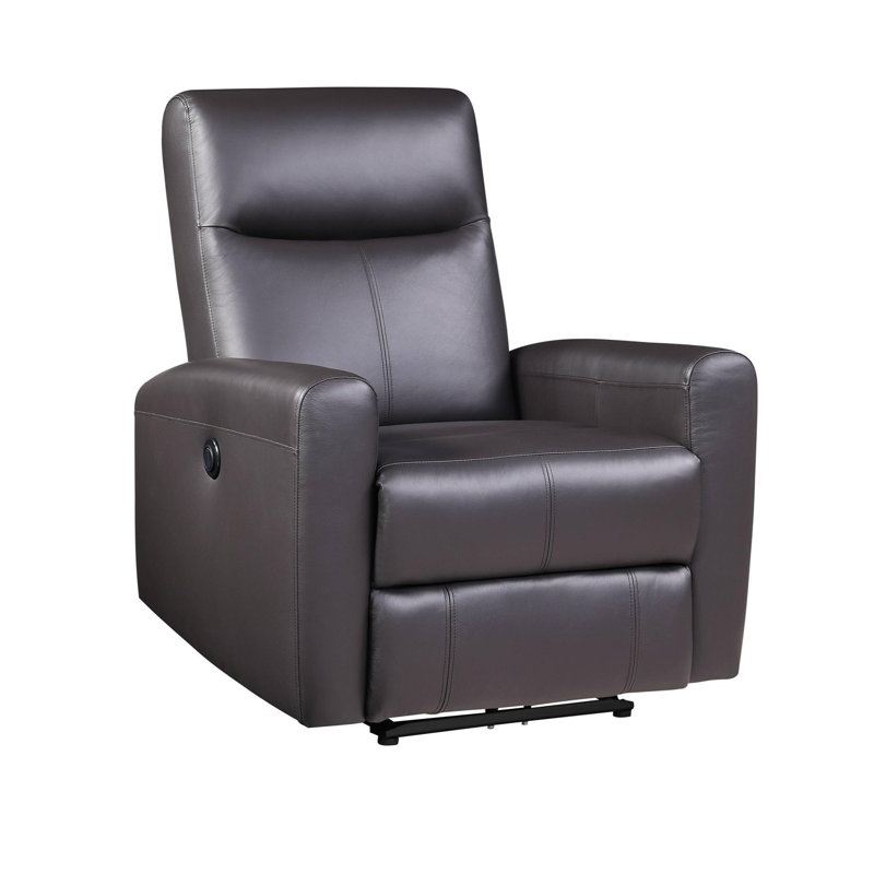 Fauteuil inclinable électrique brun en cuir fleur