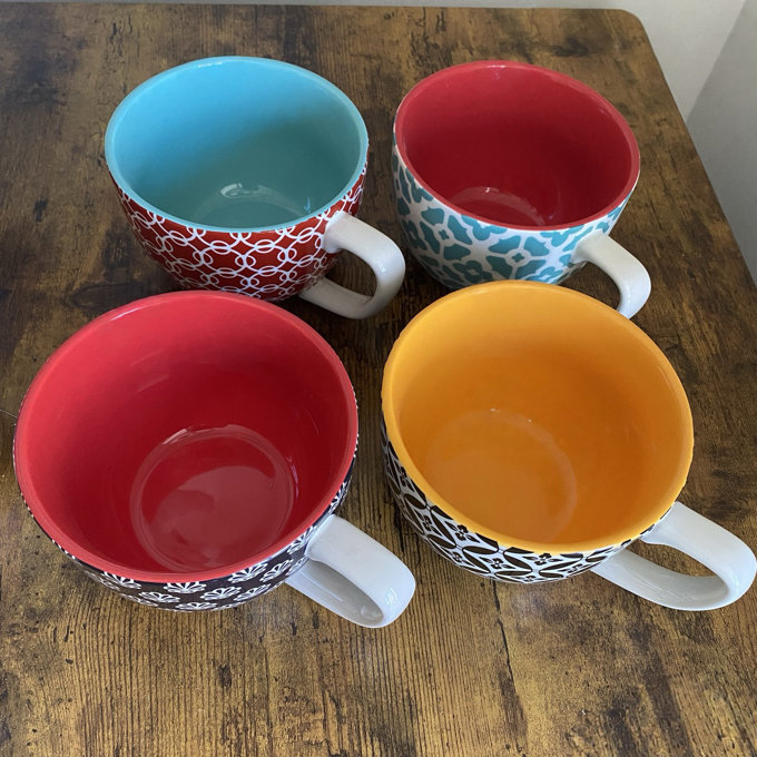 DOWAN 24 Oz Ceramic Large Coffee Mugs Set Of 4 & Reviews | Wayfair