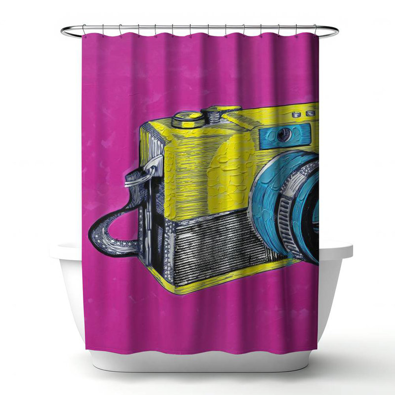 Shower Curtain MU4 – Polyester Shower Curtain, Dye Sublimation Print, 71" W × 74" L