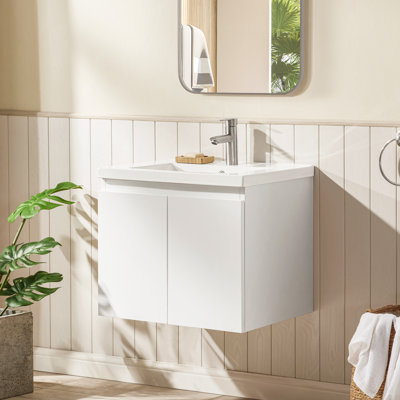 Logan 24 In. Single Sink Wallmount Bath Vanity In Matte White With White Ceramic Top