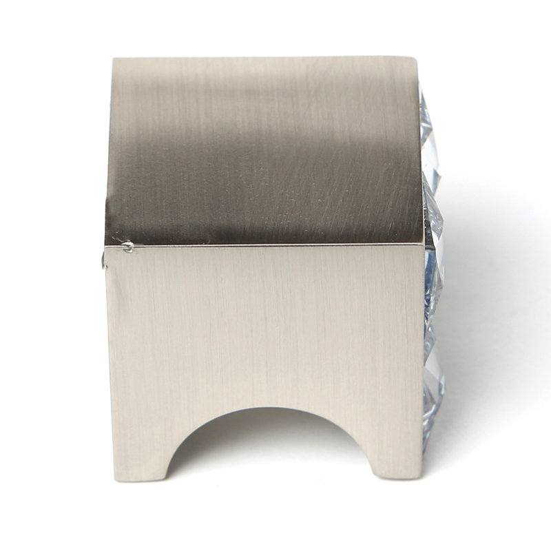 Swarovski Crystal Square Knob, Satin Nickel