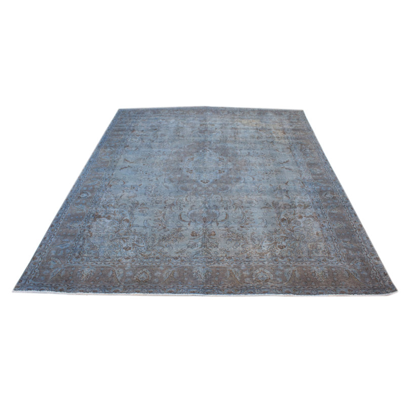 Tapis bleu denim clair 9 pi 9 po x 12 pi 7 po Krishn