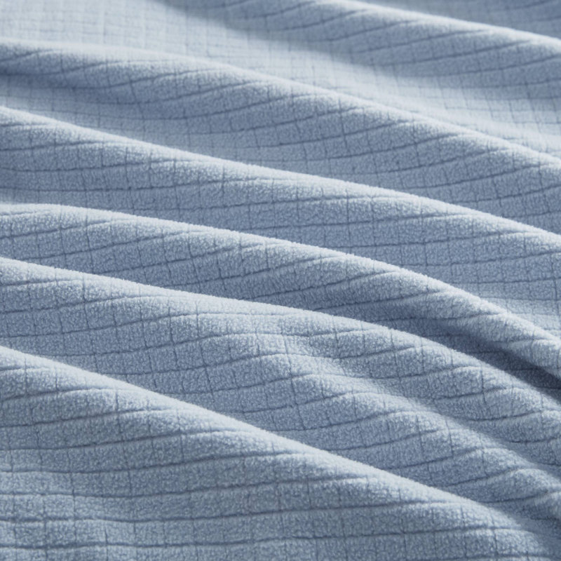 Microfleece Blue Grid Pattern All Season King Blanket, 108" W x 90" L, Blue Geometric