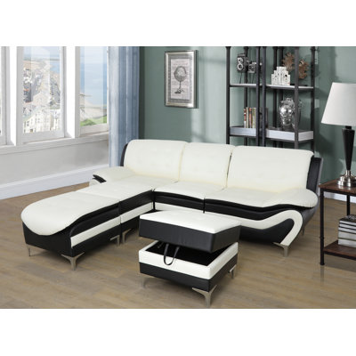 Emiliano Faux Leather L-Shaped Sectional Reversible