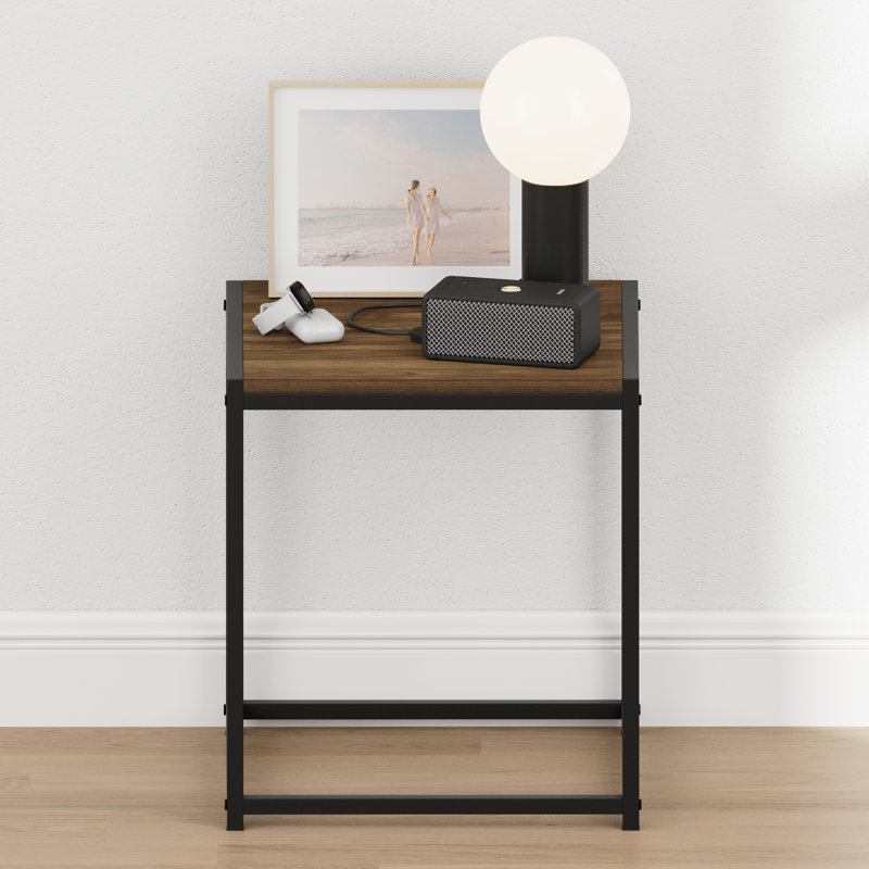 Table de chevet Camnus, table de chevet à structure en métal, table d'appoint sans outils, table de bout, table de chevet, pour salon, chambre à coucher, noyer Columbia