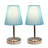 Amandev Simple Designs Sand Nickel Mini Basic Table Lamp with Tapered Fabric Shade-727904195
