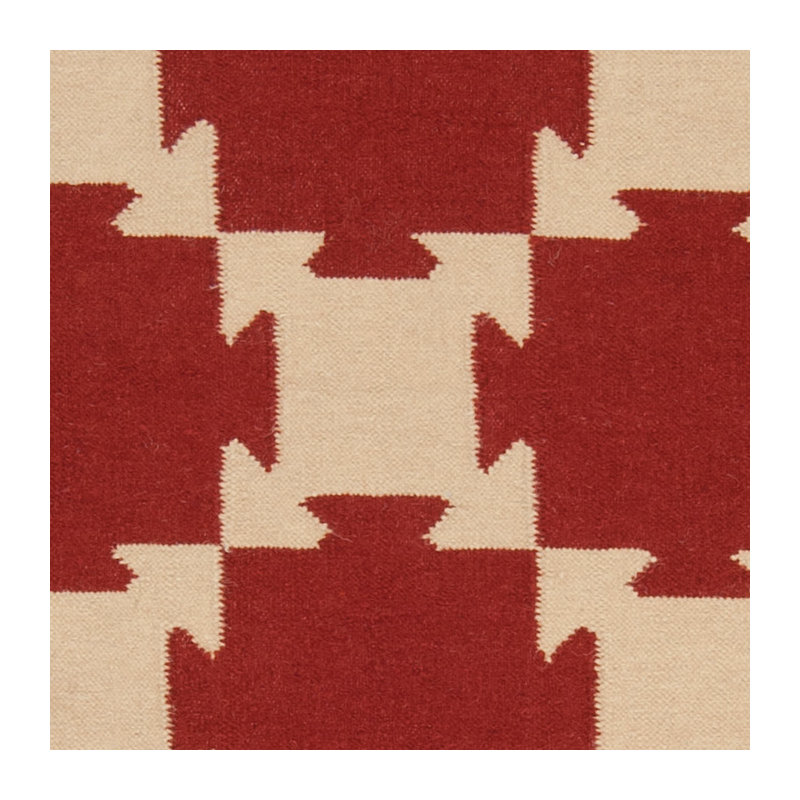 Tapis rouge en laine tissé à la main Pawlak, Rectangle 8 pi x 11 pi