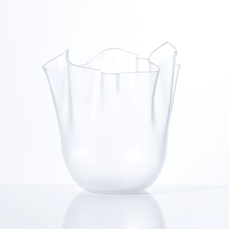Venini Fazzoletto Vase, 9.45" H x 7.87" W x 7.87" D, Milk White