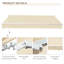 Auvent de patio rétractable auvent 12 pi x 8 pi, manivelle manuelle, tissu 280G / M et eau, structure en aluminium pour terrasse, balcon, cour, blanc crème avec cadre, manivelle, cour