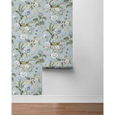 Rouleau de papier peint adhésif à motif floral L 18 pi x l 20,5 po Passerine Pavilion
