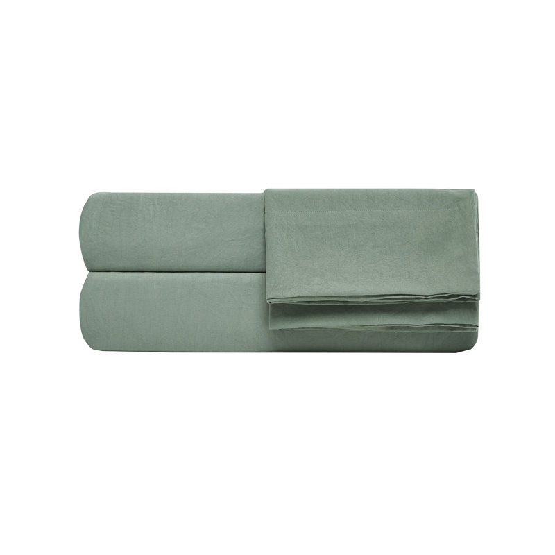 Washed Microfiber Bedding Microfiber Sheet Set, Cal.King Sheet Set + Fitted Sheet + 2 Pillowcases, Sage