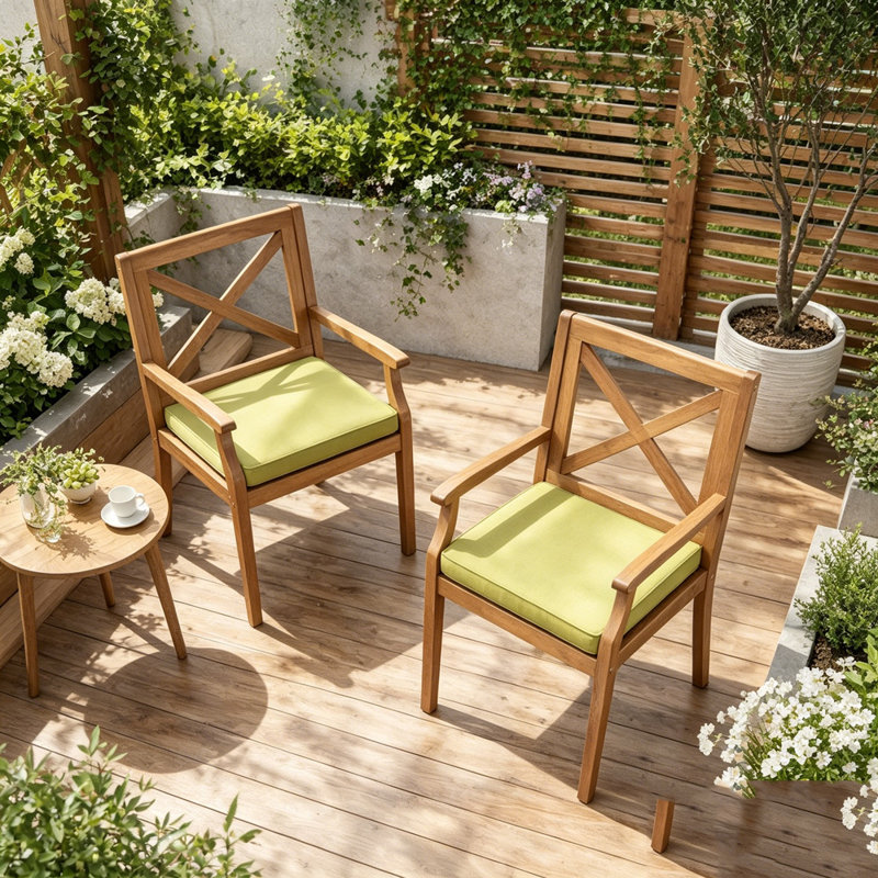 Chaise longue de patio 2 pièces, Vert