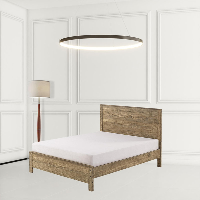 Albany Solid Wood Bed Frame with Headboard, Heavy Duty Modern Rustic Bed Frames, Walnut, Twin