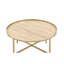 Table basse finition chêne et or.
