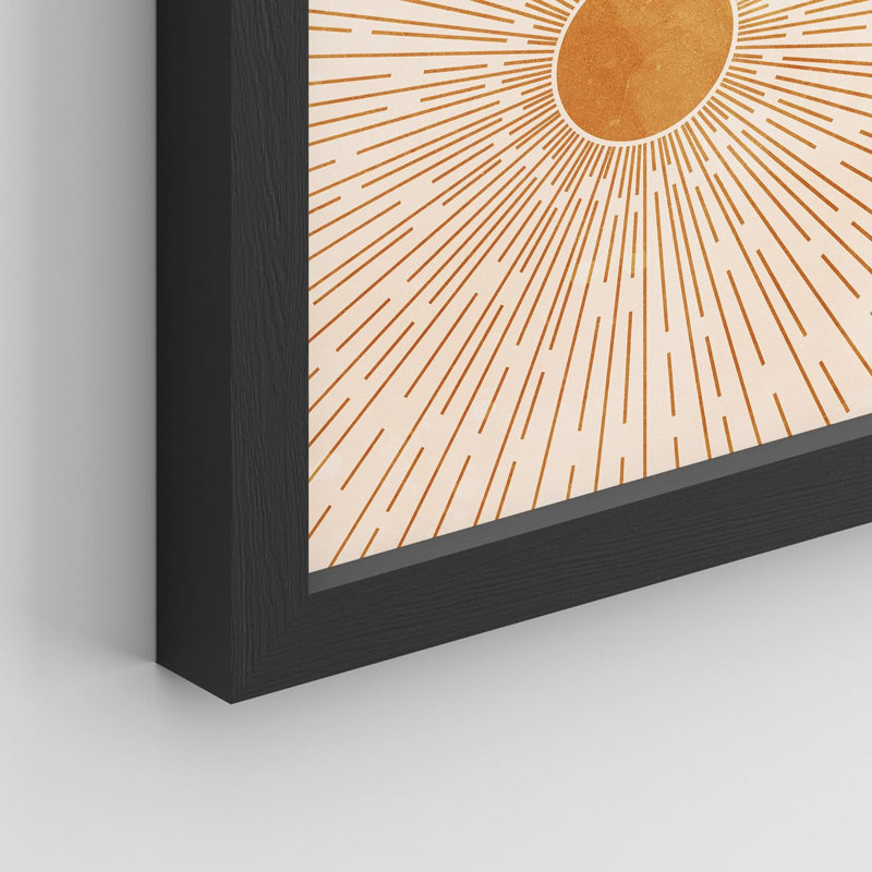 «Pastel Shining Sun, Plant Vase, Polygons Abstract Shapes», art moderne encadré sur papier, 6 pièces, Cadre noir