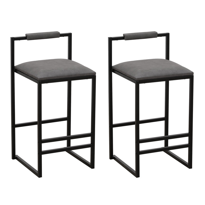 Fabric 2 Counter Height Barstools Kitchen Island Stools, Gray