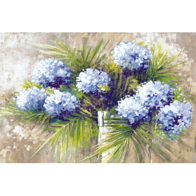 Blue Flowers In A Vase 1 Piece Wrapped Canvas Wall Art