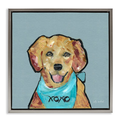 «Dog with Xoxo Bandana», art mural encadré par Sally Swatland