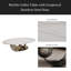 Table basse en marbre avec base sculpturale en acier inoxydable-118554355