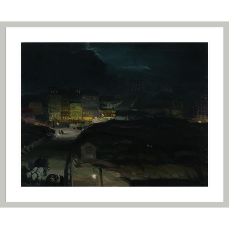 «Approche du pont la nuit» par George Wesley Bellows - impression giclée encadrée, 33.5" H x 41.22" W