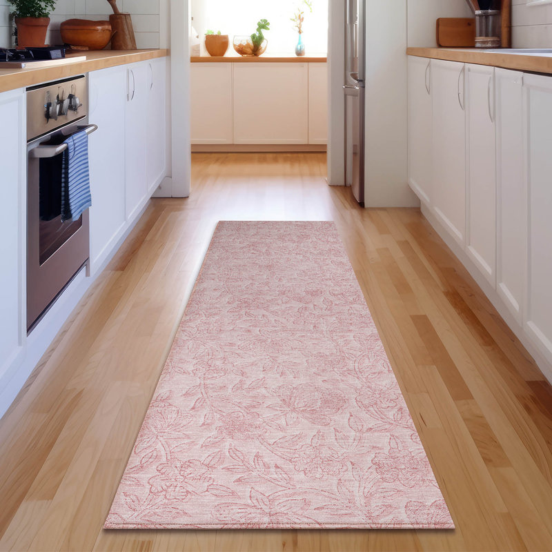 Premium Machine Washable Prisco Pink Rug, Runner 2'3" x 7'6"