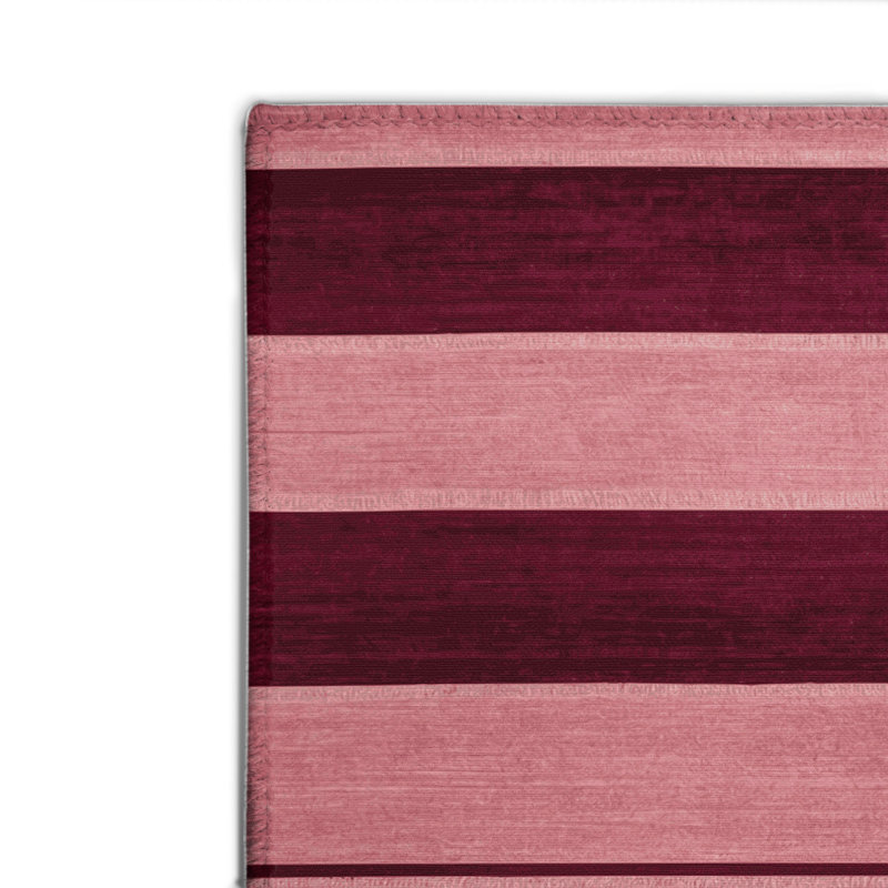 Tapis intérieur / extérieur rouge HorizontalStripes, Rectangulaire 8 pi x 10 pi