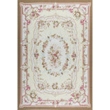 Aubusson Renaissance Hand Knotted Wool Oriental Area Rug in Natural/Brown