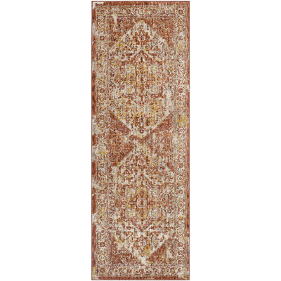 Tapis oriental safran / pêche Yatendra