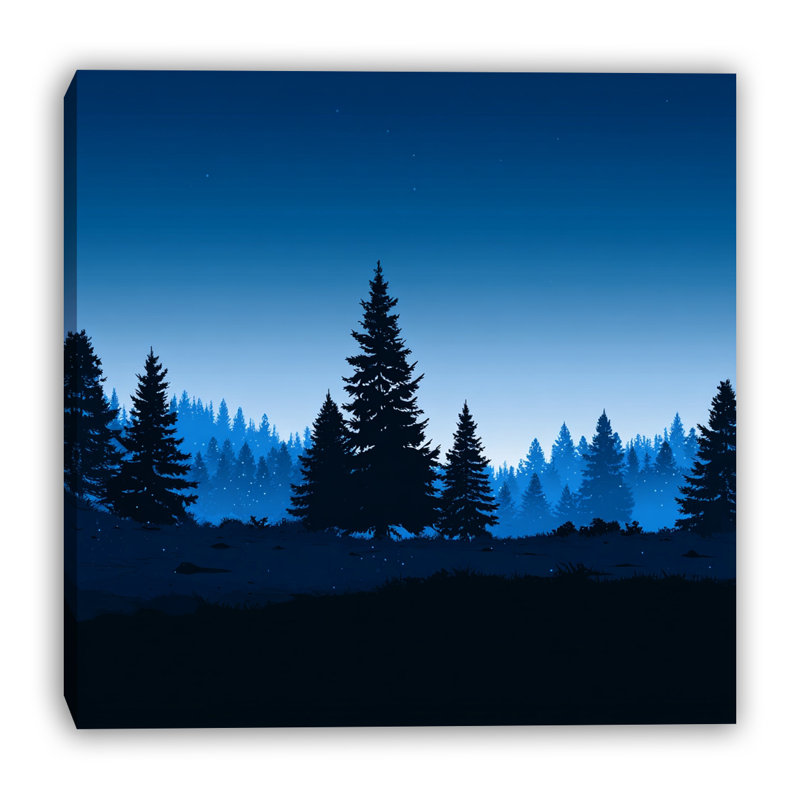 «Quiet Snowfall Woods Winter Landscape», art mural sur toile tendue, 12 po x 12 po