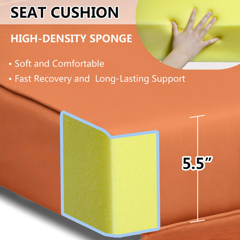 2Pcs Outdoor Chaise Lounge Cushion Cover,Only Covers, Orange