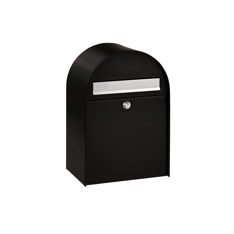Nordic Wall Mounted Galvanised Steel Lockable Weatherproof Post Box - 48x30x23cm, 47.5cm H x 30cm W x 22.2cm D, Black
