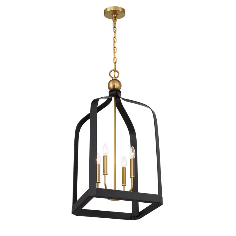 Lustre en cage à oiseaux 4 lumières Kenmore, Noir, H 32 po x l 15 po x P 15 po, Quatre lumières
