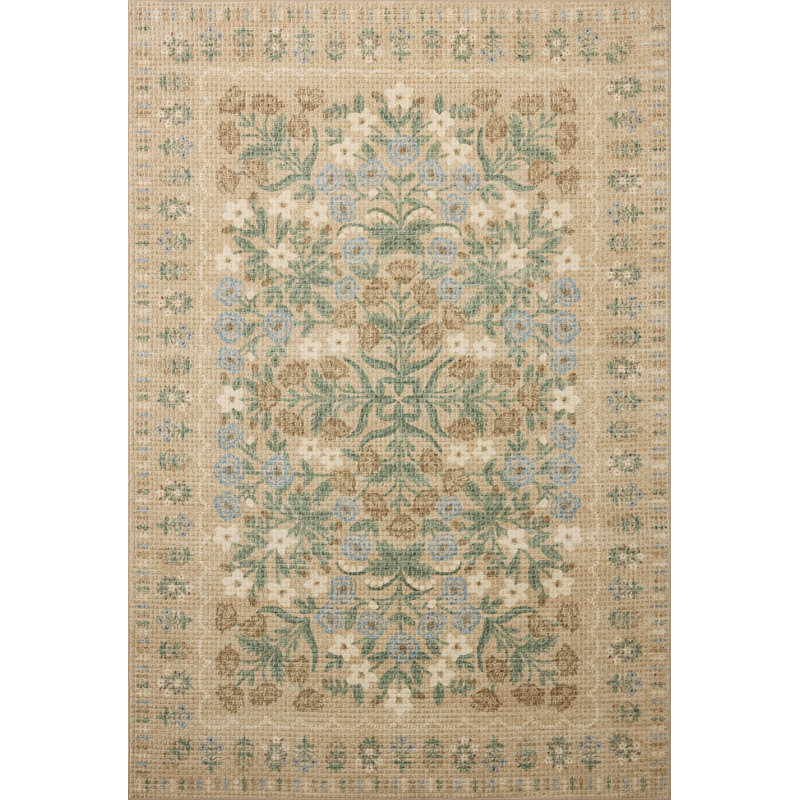 Rifle Paper Company x Loloi Orchard Sand / Multi Machine Washable Area Rug, Runner 2' x 5'