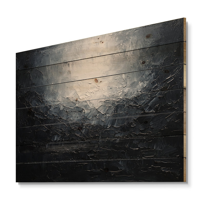 Tempête abstraite de ciel de minuit - art mural en bois ciel - sur bois de pin naturel, H 34 po x l 44 po x P 0,78 po