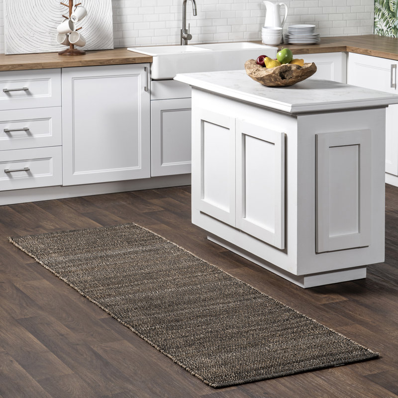 Elfriede Farmhouse Jute Blend Area Rug, Square 8'