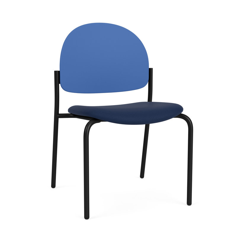Chaise d'invité sans accoudoir Chat Chat, Noir, Modena Ink / Cobalt Blue Poly