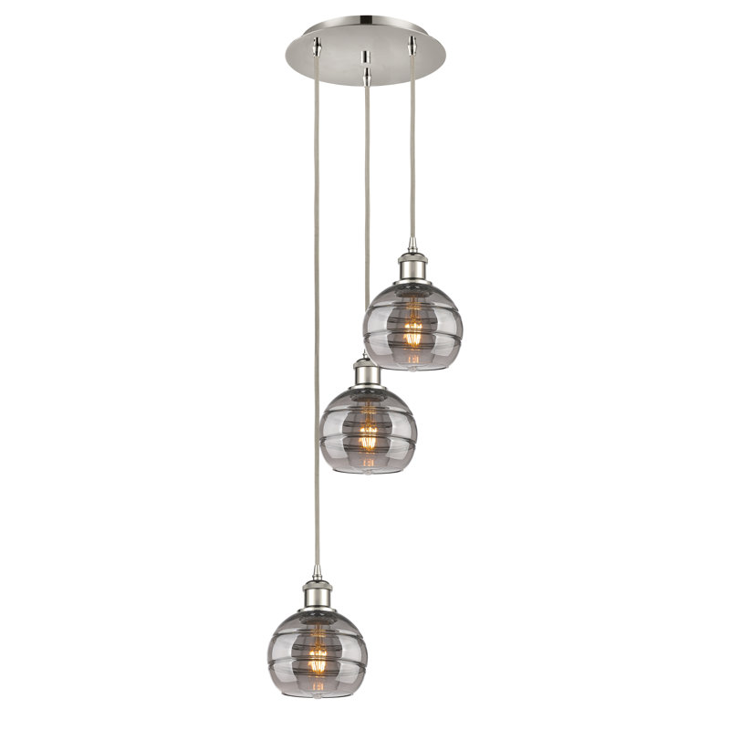 Chartoff 3 - Light Cluster Pendant, Clear, 24.38" H x 12.38" W x 12.38" D, Polished Nickel