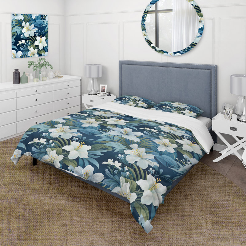 Ensemble de housse de couette bleu azur et vert, Housse de couette pour très grand lit et 2 très